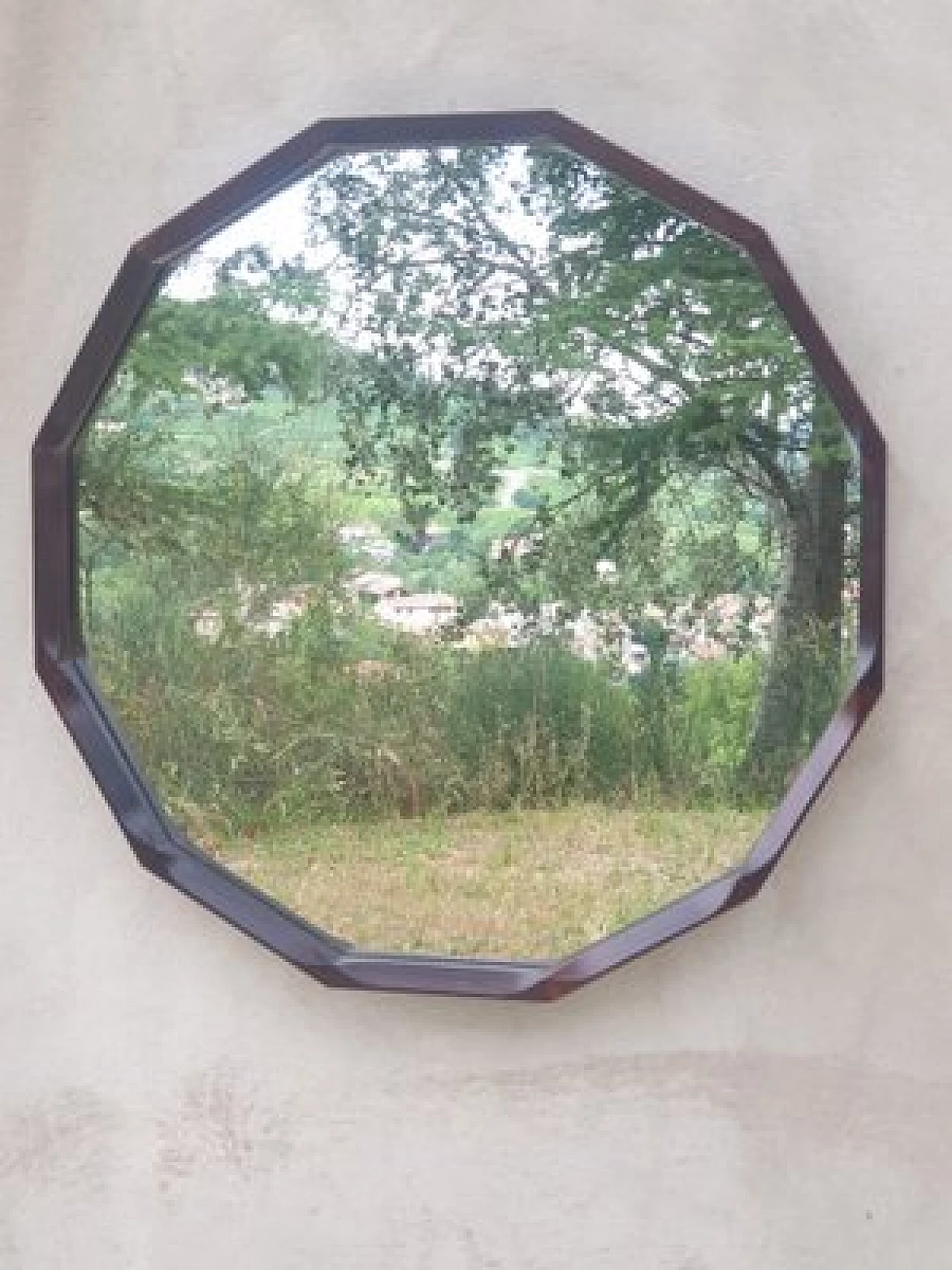 Specchio dodecagonale in palissandro attribuito a Dino Cavalli per Tredici, anni '60 1
