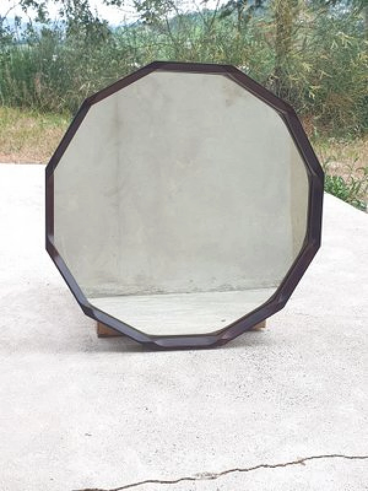 Specchio dodecagonale in palissandro attribuito a Dino Cavalli per Tredici, anni '60 6