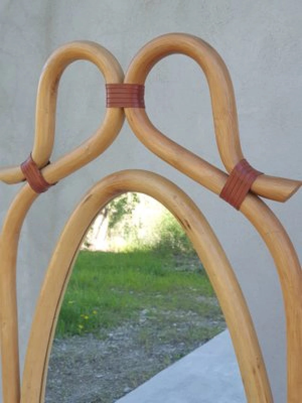 Specchio da terra in bambù, anni '70 10