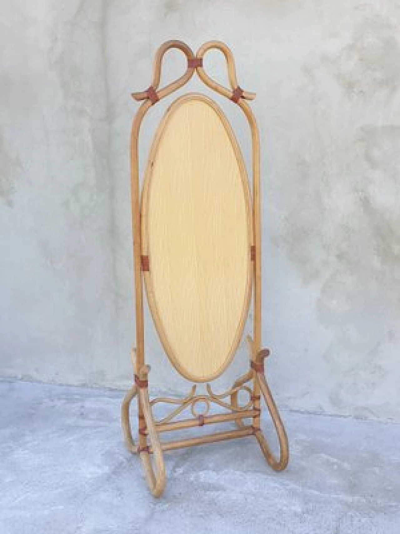 Specchio da terra in bambù, anni '70 18