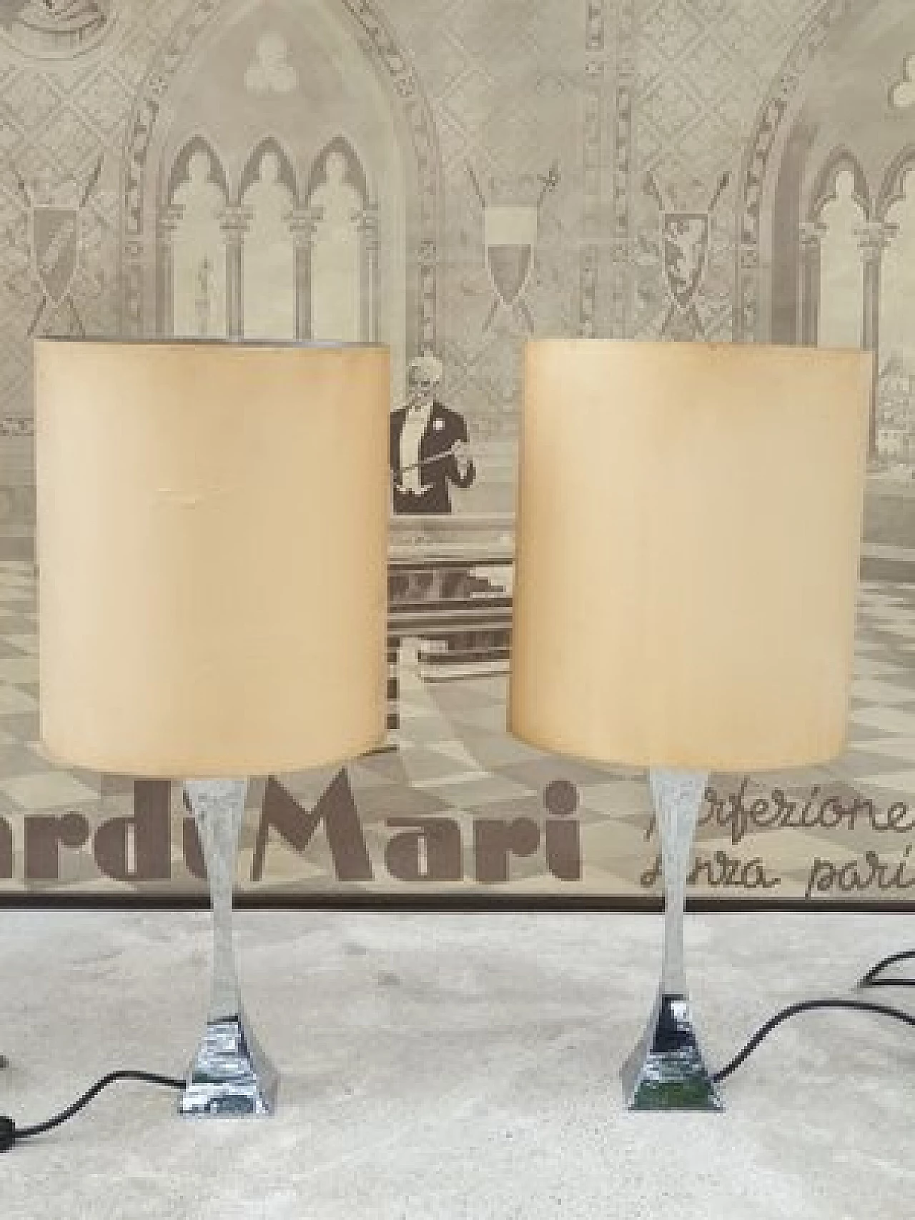Pair of brass floor lamps by Tonello and Montagna Grillo for High Society, Italy, 1970s 1