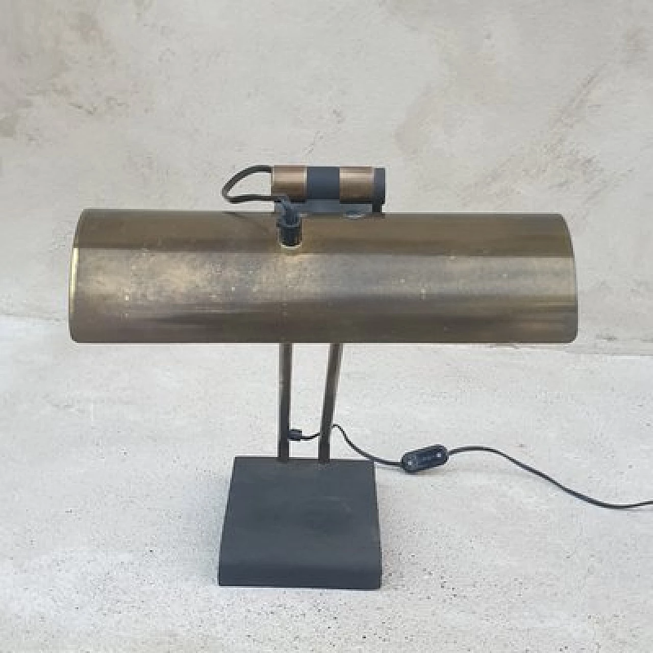 Satin-finished brass and cast iron desk lamp, 1940s 3