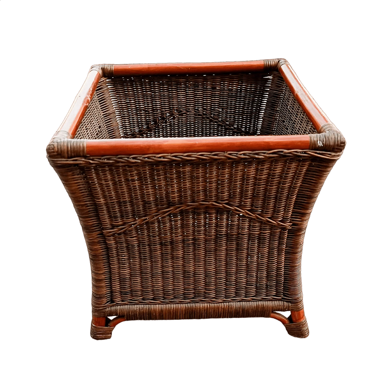 Coloured pot holder made of bamboo and wicker, 1970s 9