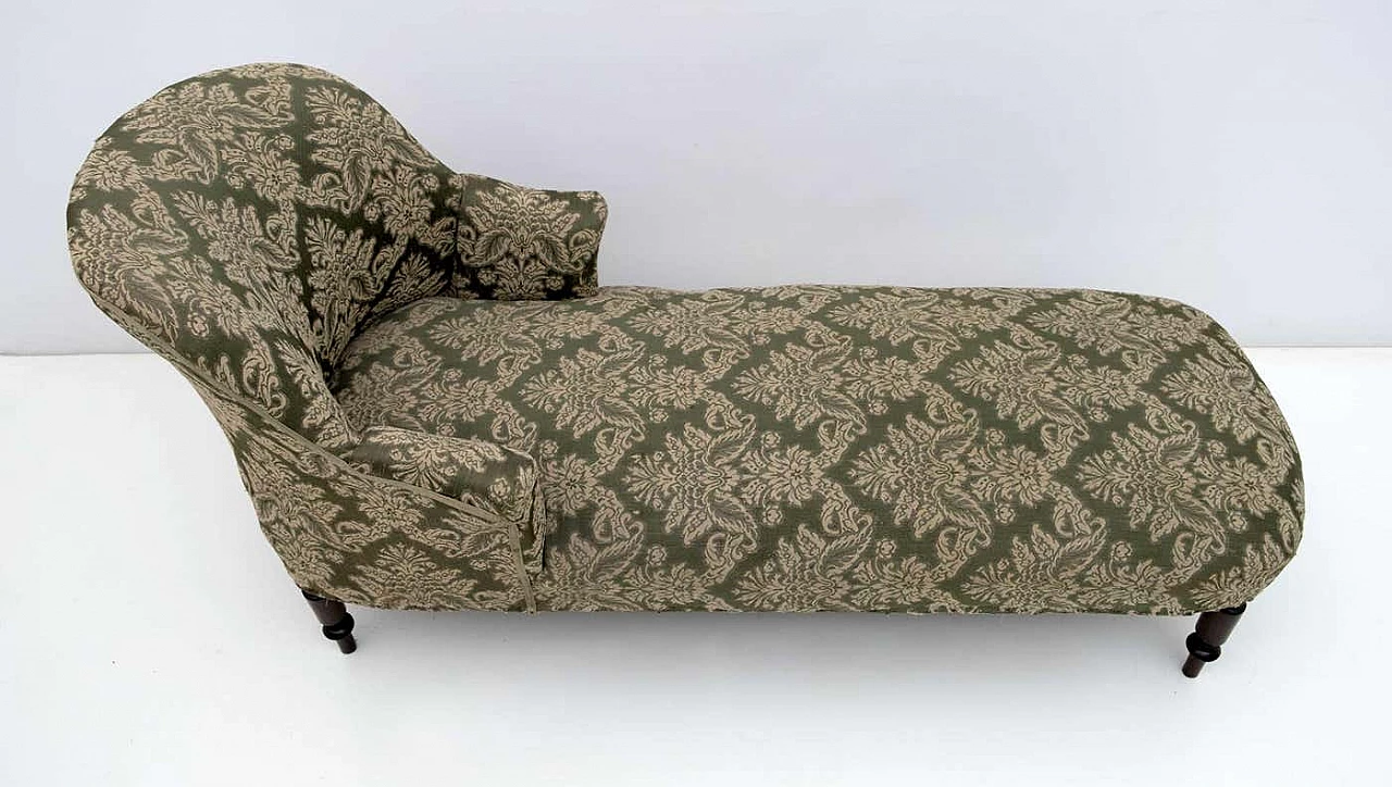 Chaise longue Napoleone III in legno e tessuto, '800 2