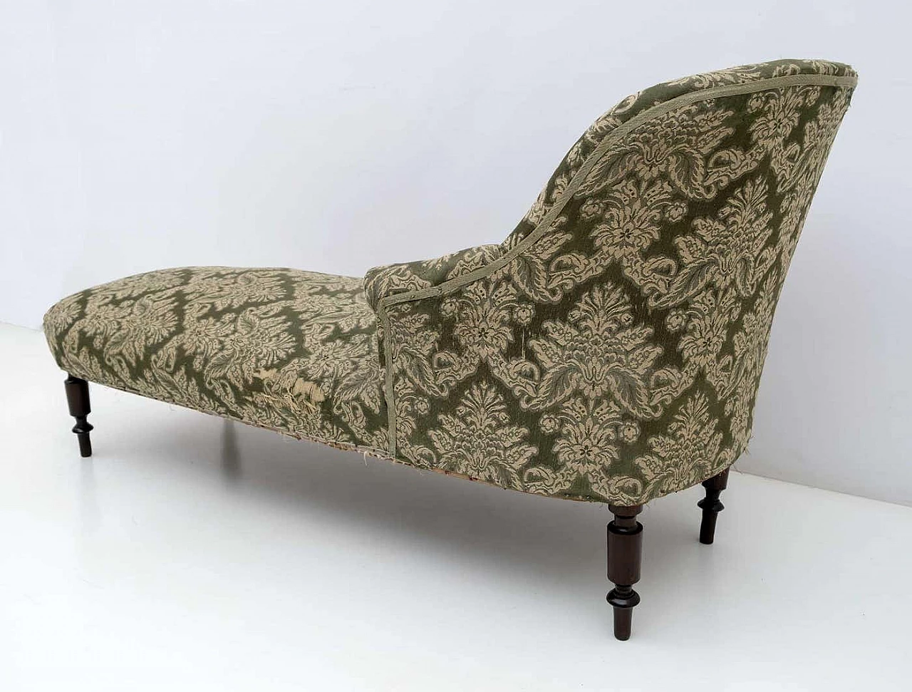 Chaise longue Napoleone III in legno e tessuto, '800 3