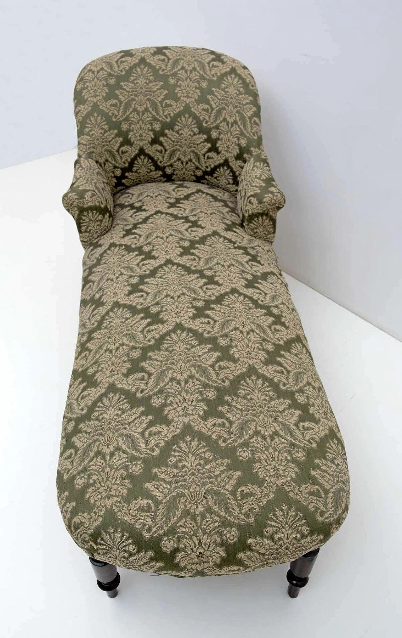 Chaise longue Napoleone III in legno e tessuto, '800 4