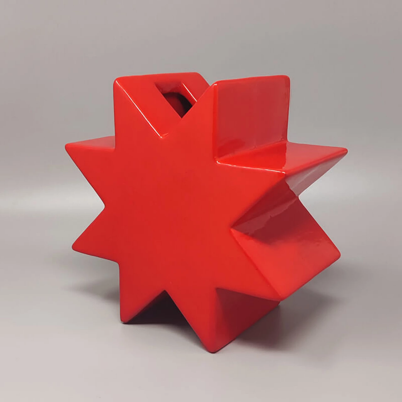 Hsing vase in red glazed ceramic by Ettore Sottsass for Alessio Sarri, 1980s 3