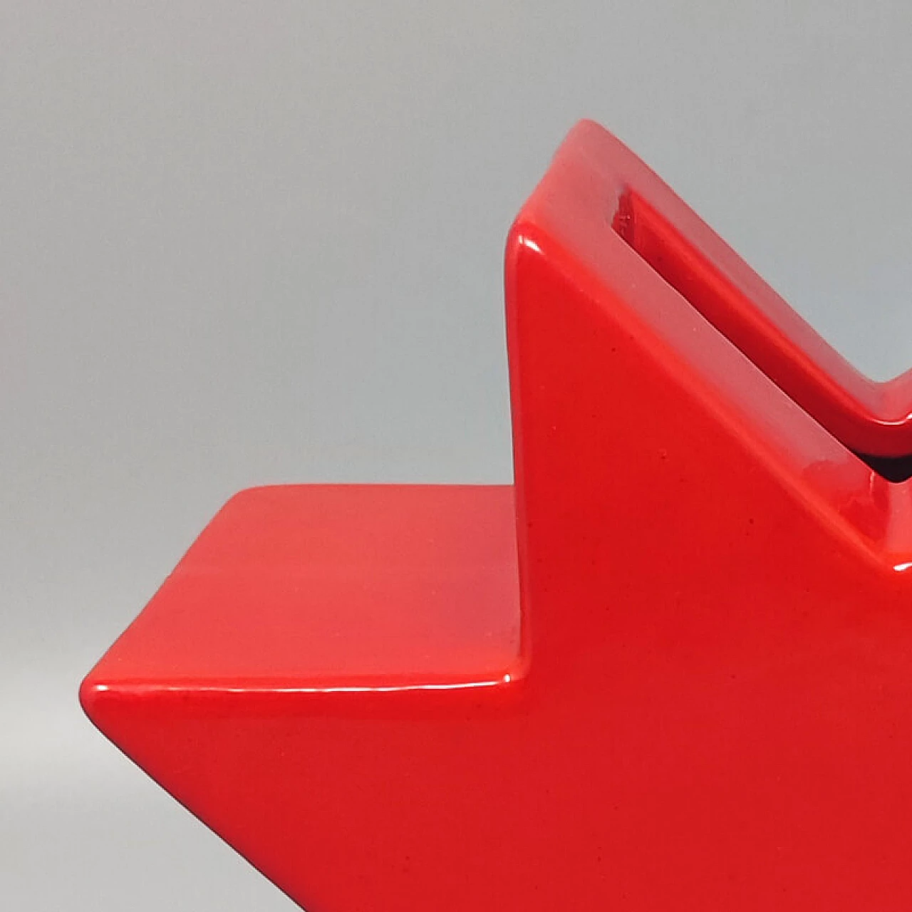 Hsing vase in red glazed ceramic by Ettore Sottsass for Alessio Sarri, 1980s 6