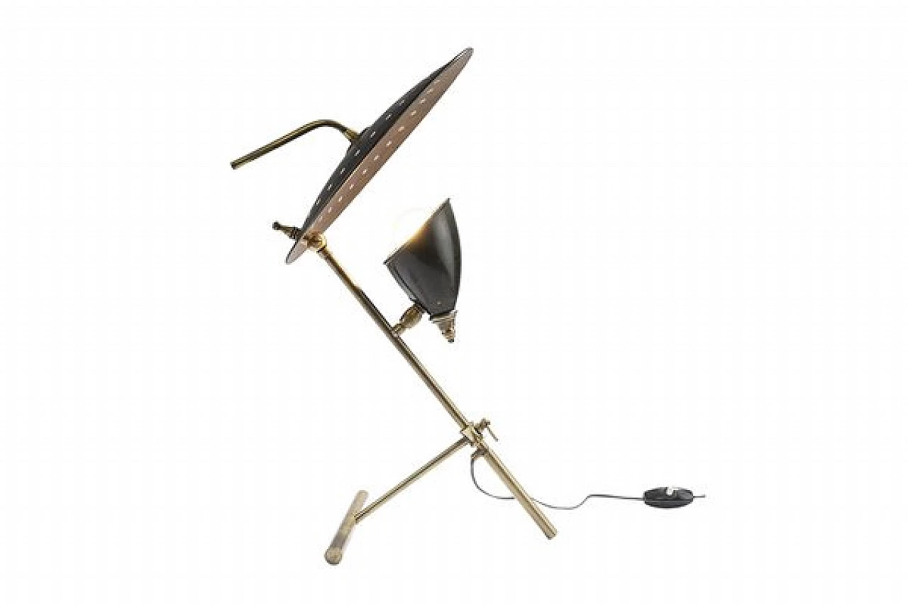 Brass, aluminium and copper table lamp, 1950s 1