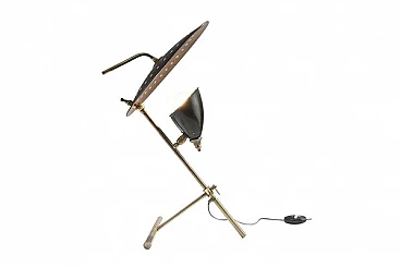 Brass, aluminium and copper table lamp, 1950s