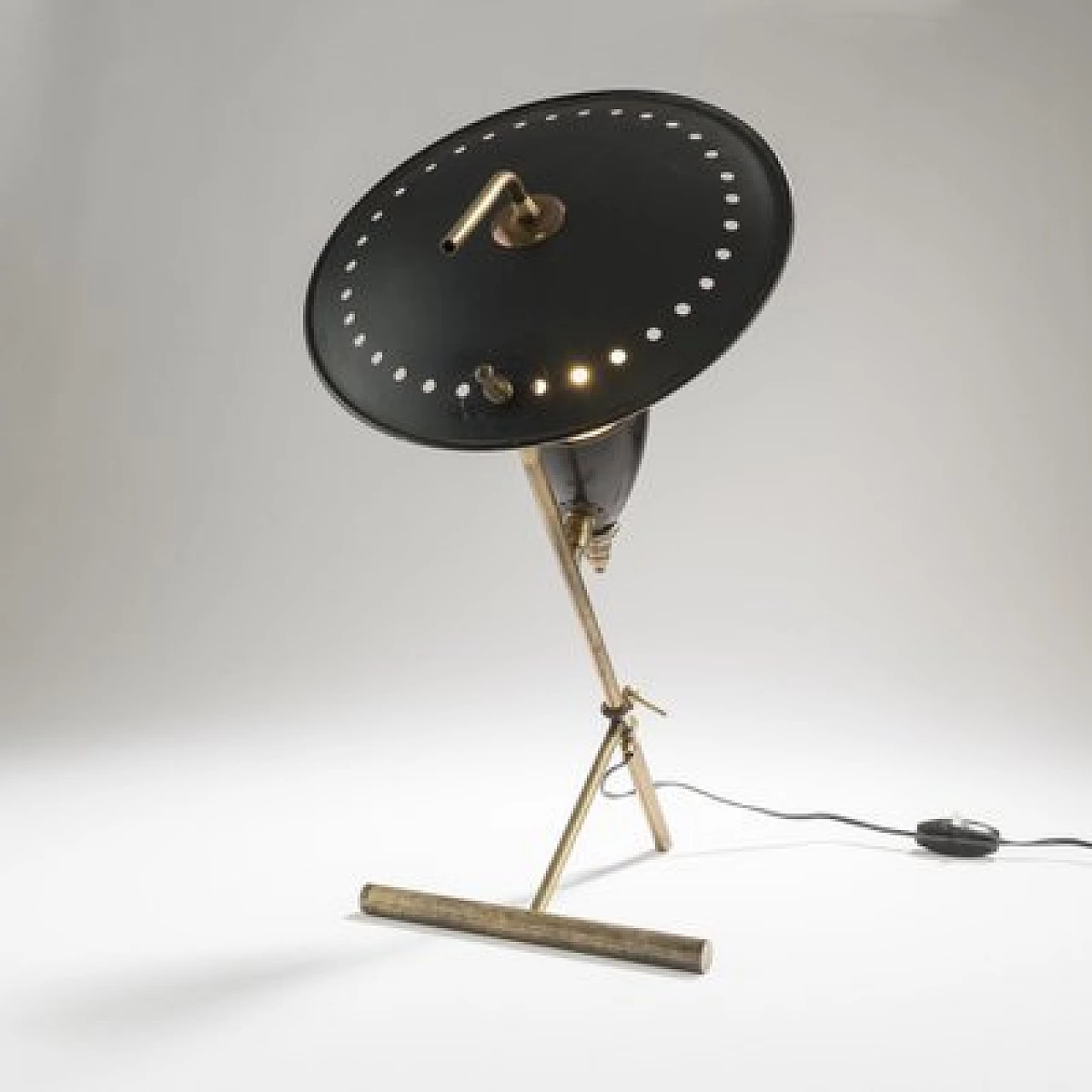 Brass, aluminium and copper table lamp, 1950s 3