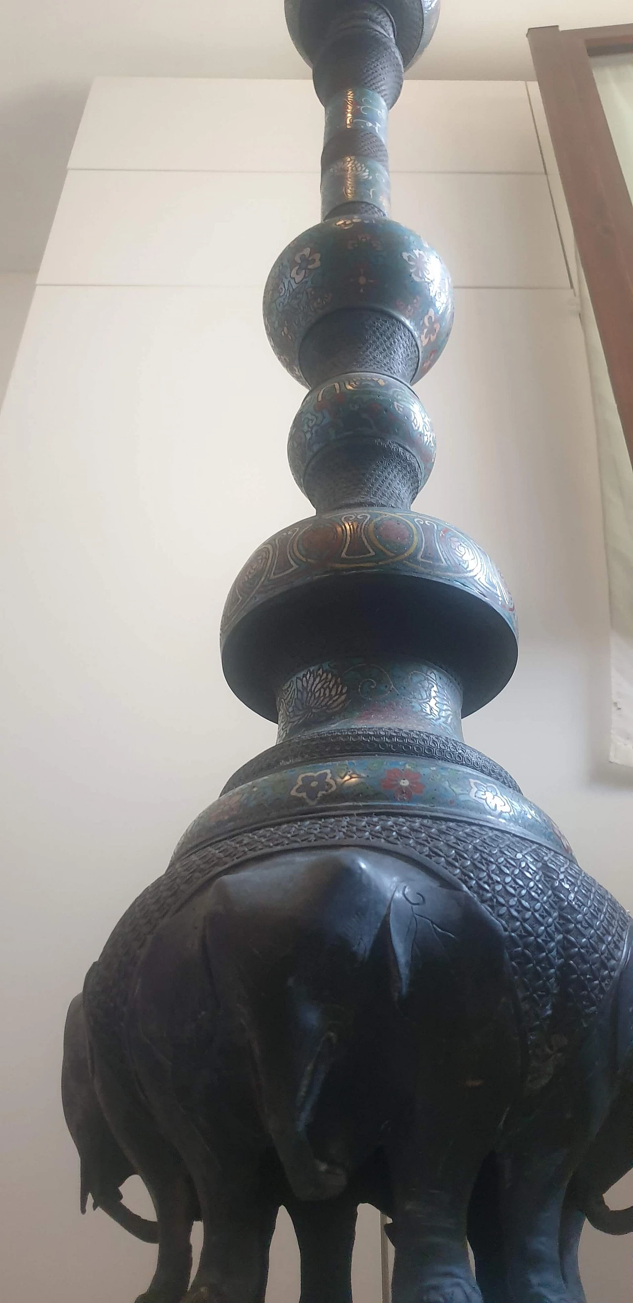 Inlaid and enamelled brass candlestick, 19th century 15