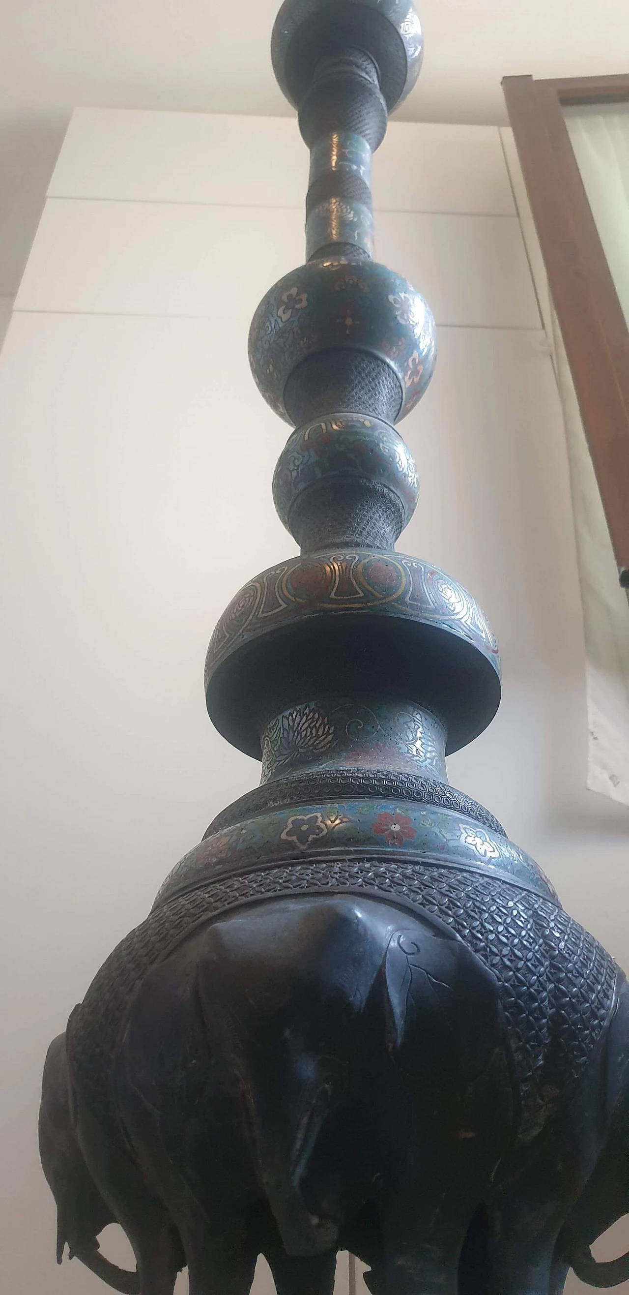 Inlaid and enamelled brass candlestick, 19th century 16