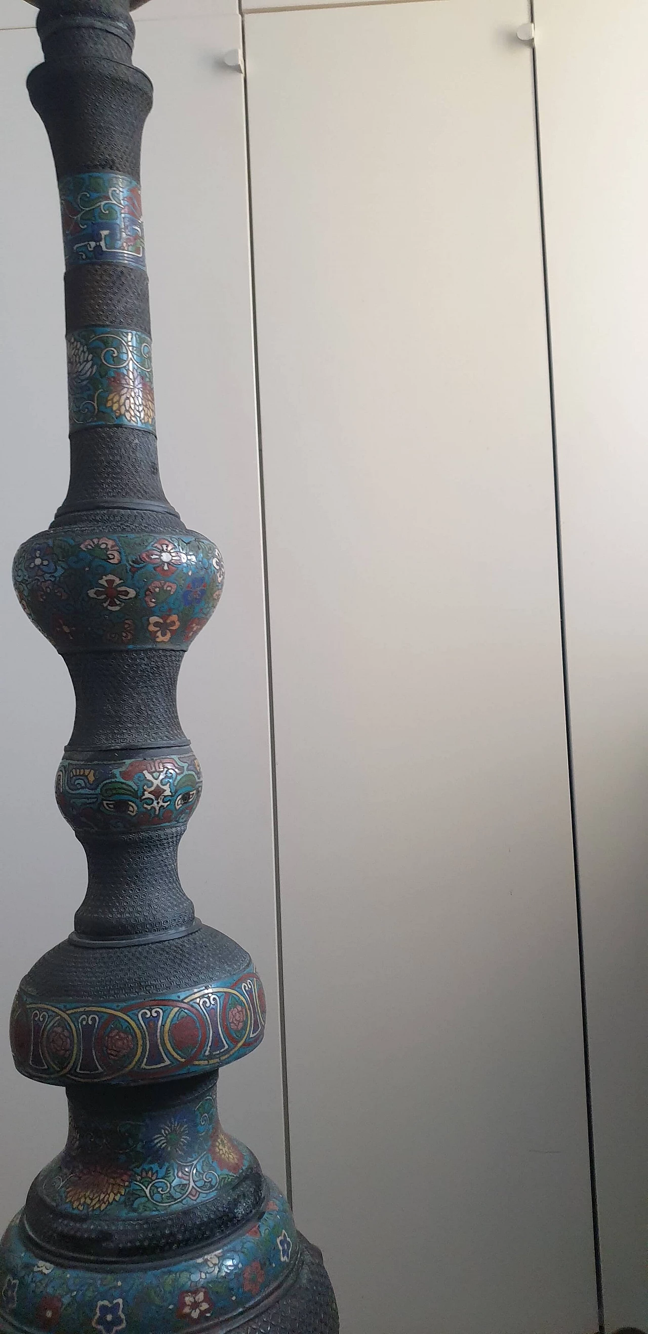 Inlaid and enamelled brass candlestick, 19th century 24