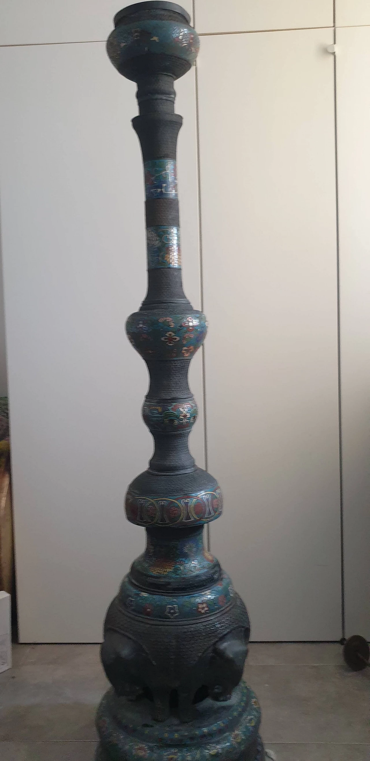 Inlaid and enamelled brass candlestick, 19th century 26