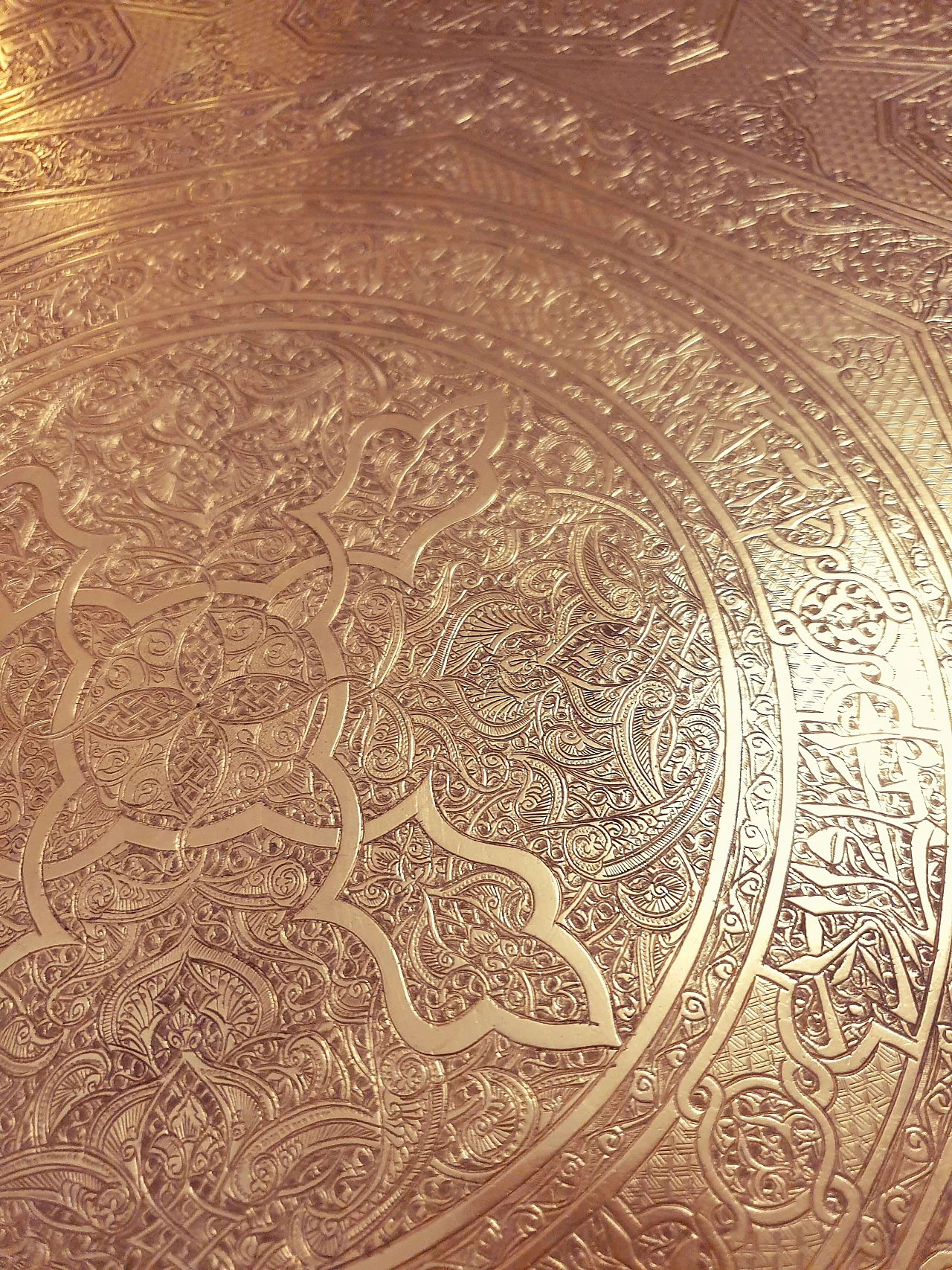 Indo-Persian gilded brass round tray, 19th century 9