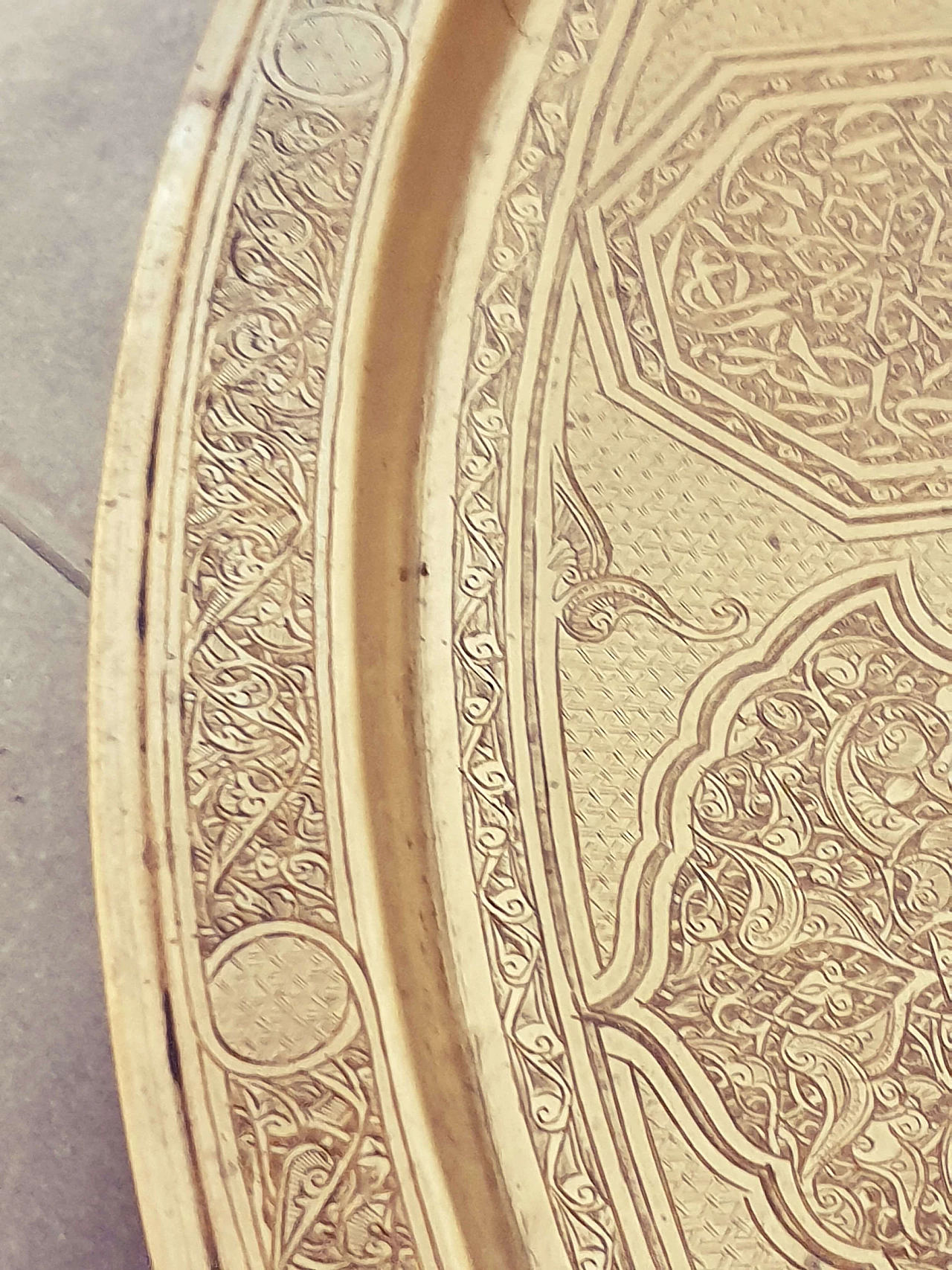 Indo-Persian gilded brass round tray, 19th century 20