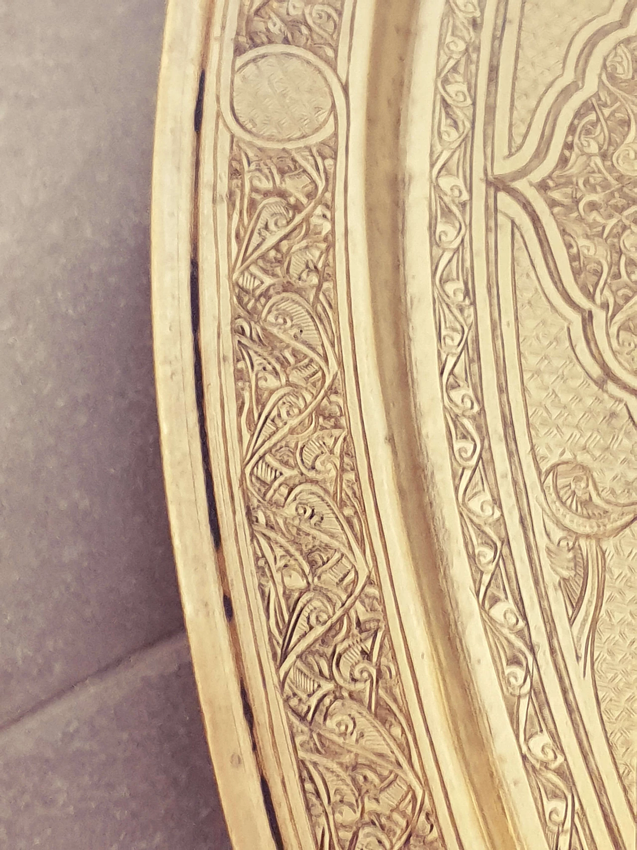 Indo-Persian gilded brass round tray, 19th century 21