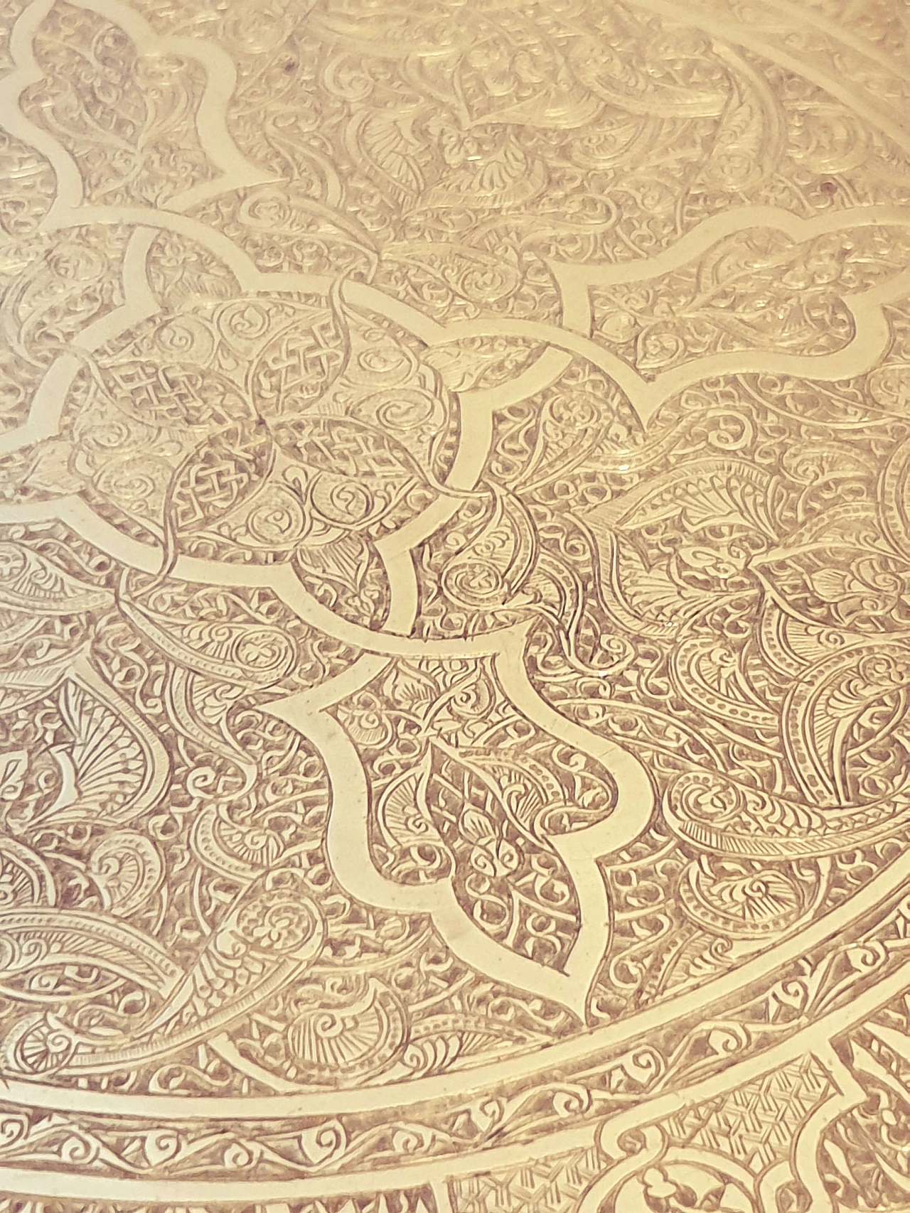 Indo-Persian gilded brass round tray, 19th century 24