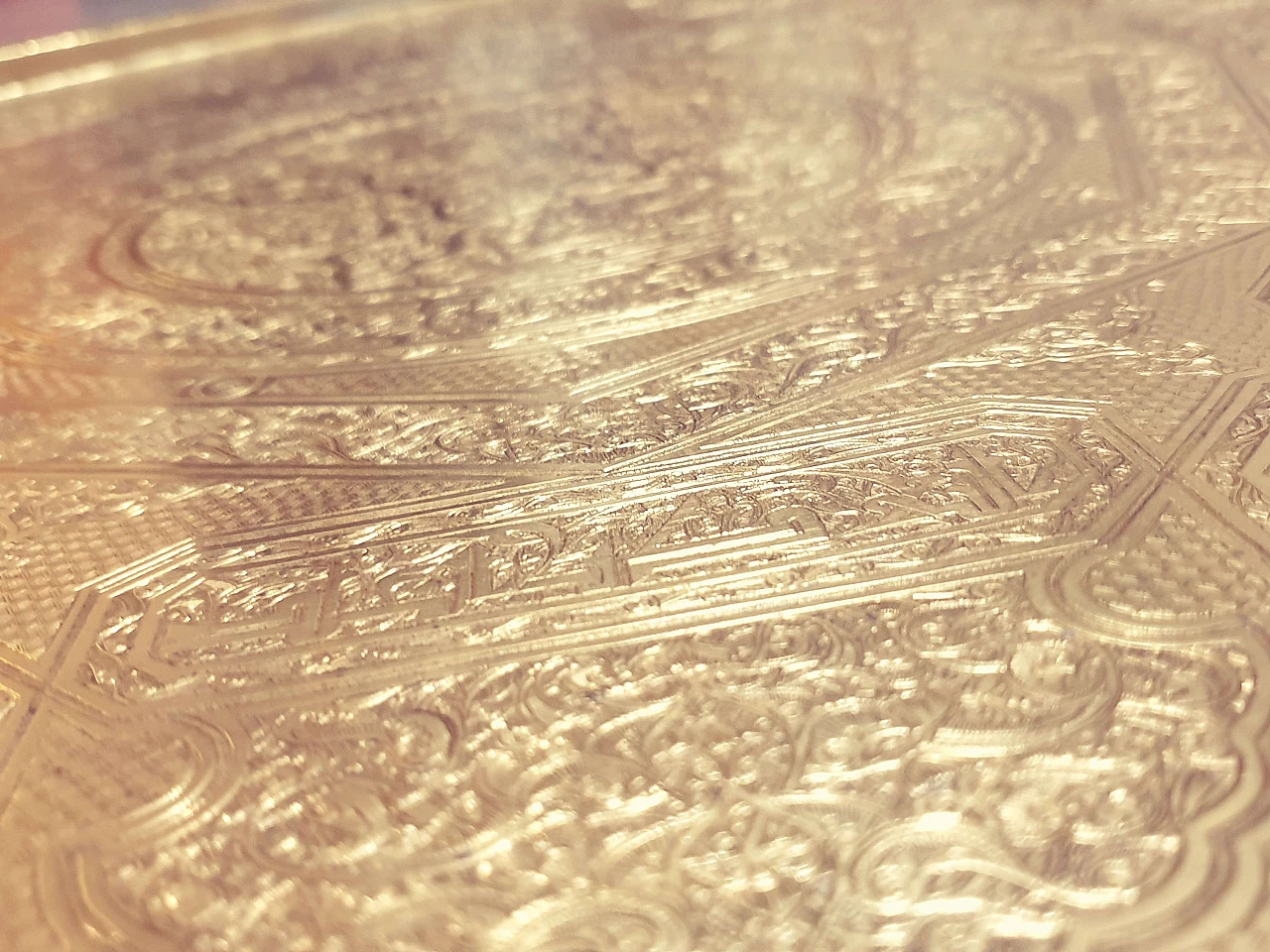 Indo-Persian gilded brass round tray, 19th century 32