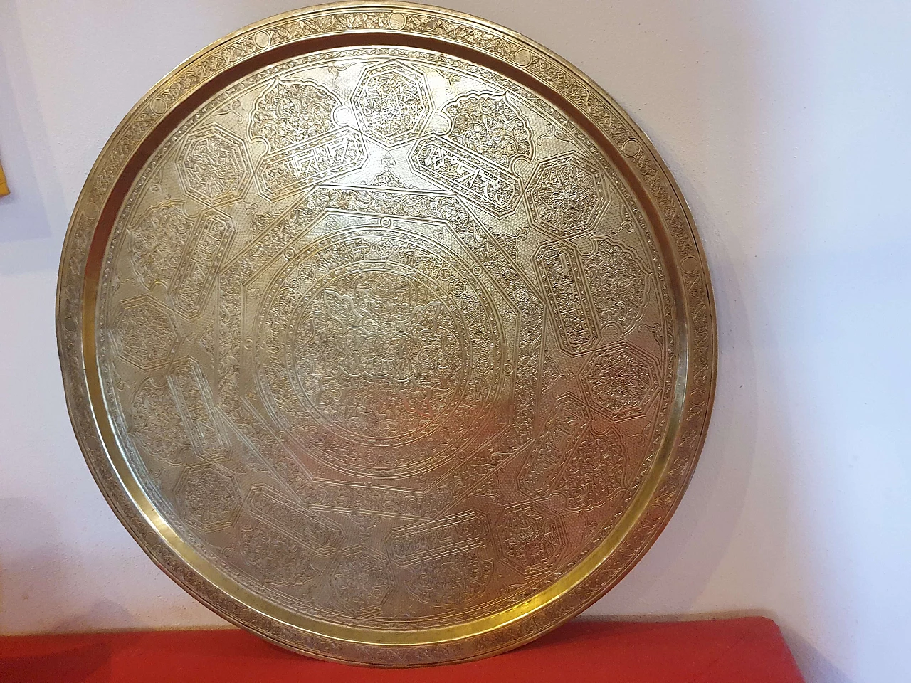 Indo-Persian gilded brass round tray, 19th century 46