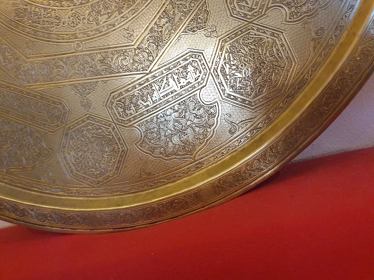 Indo-Persian gilded brass round tray, 19th century 48