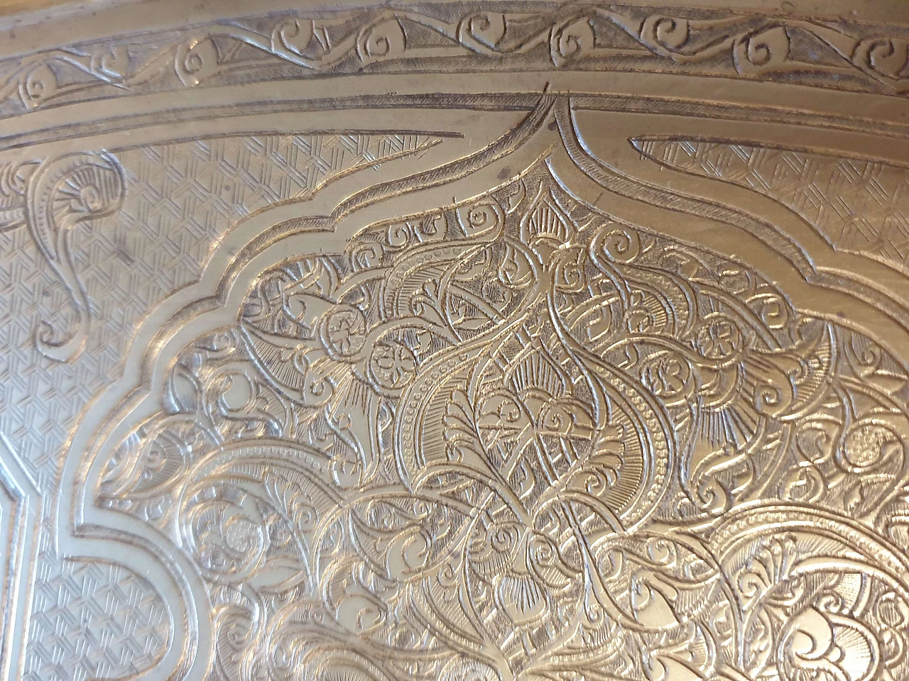 Indo-Persian gilded brass round tray, 19th century 49