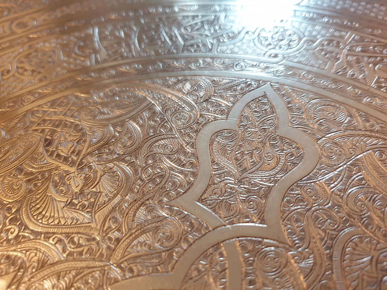 Indo-Persian gilded brass round tray, 19th century 51