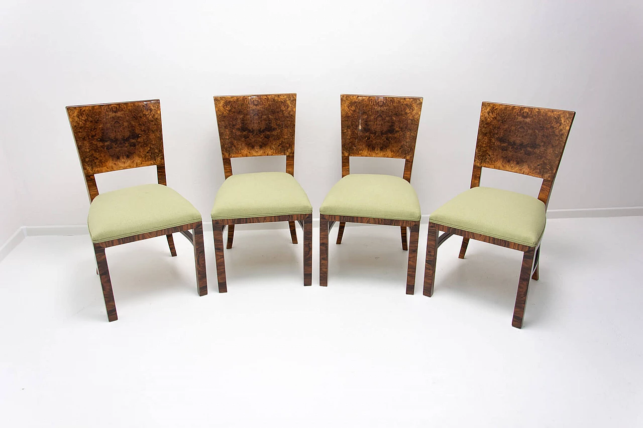 4 Art Deco walnut dining chairs, 1930s 3