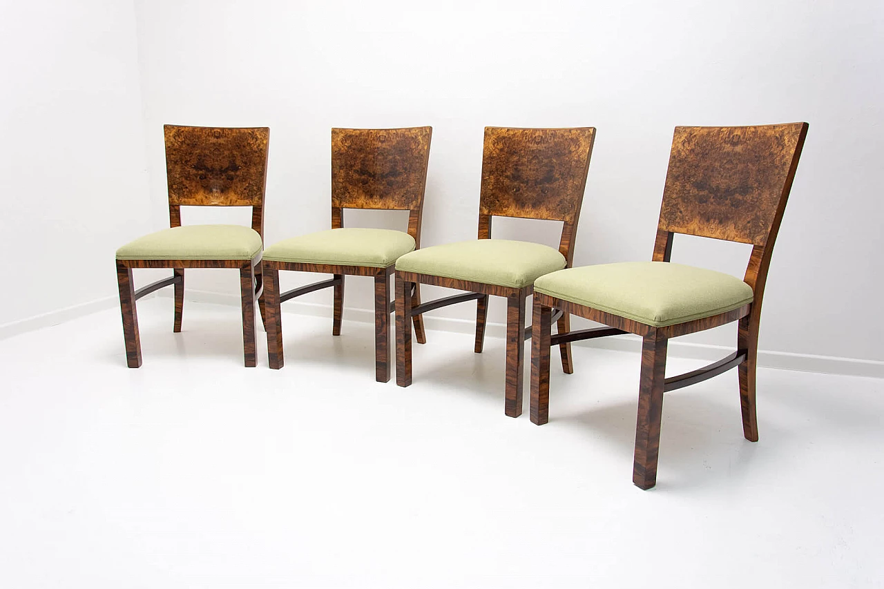 4 Art Deco walnut dining chairs, 1930s 5