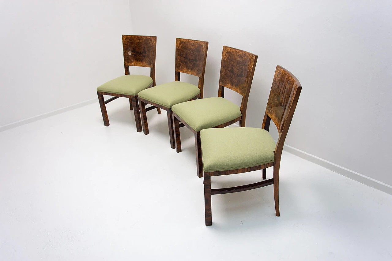 4 Art Deco walnut dining chairs, 1930s 7