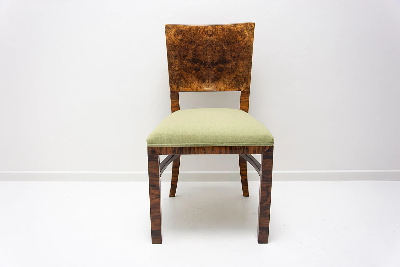 4 Art Deco walnut dining chairs, 1930s 8