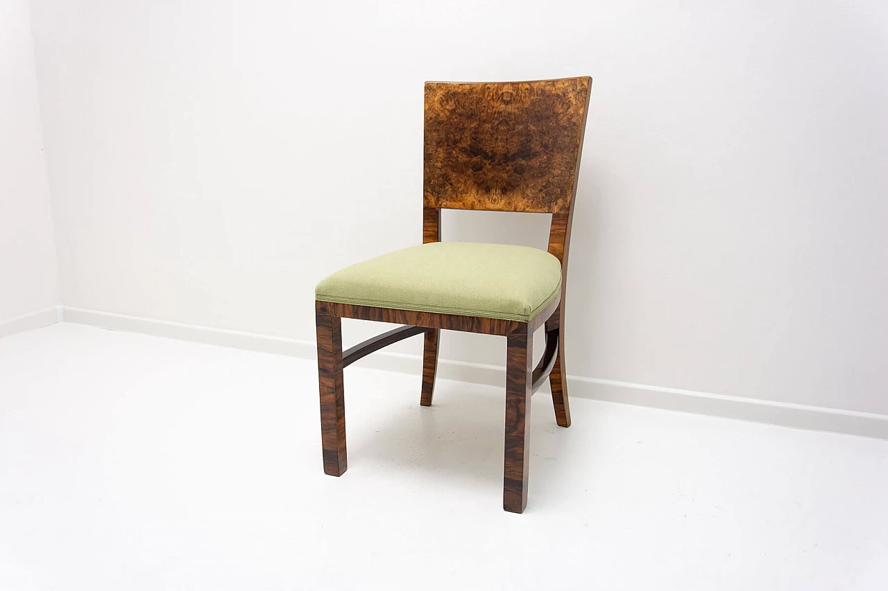 4 Art Deco walnut dining chairs, 1930s 10
