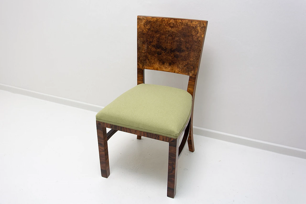 4 Art Deco walnut dining chairs, 1930s 11