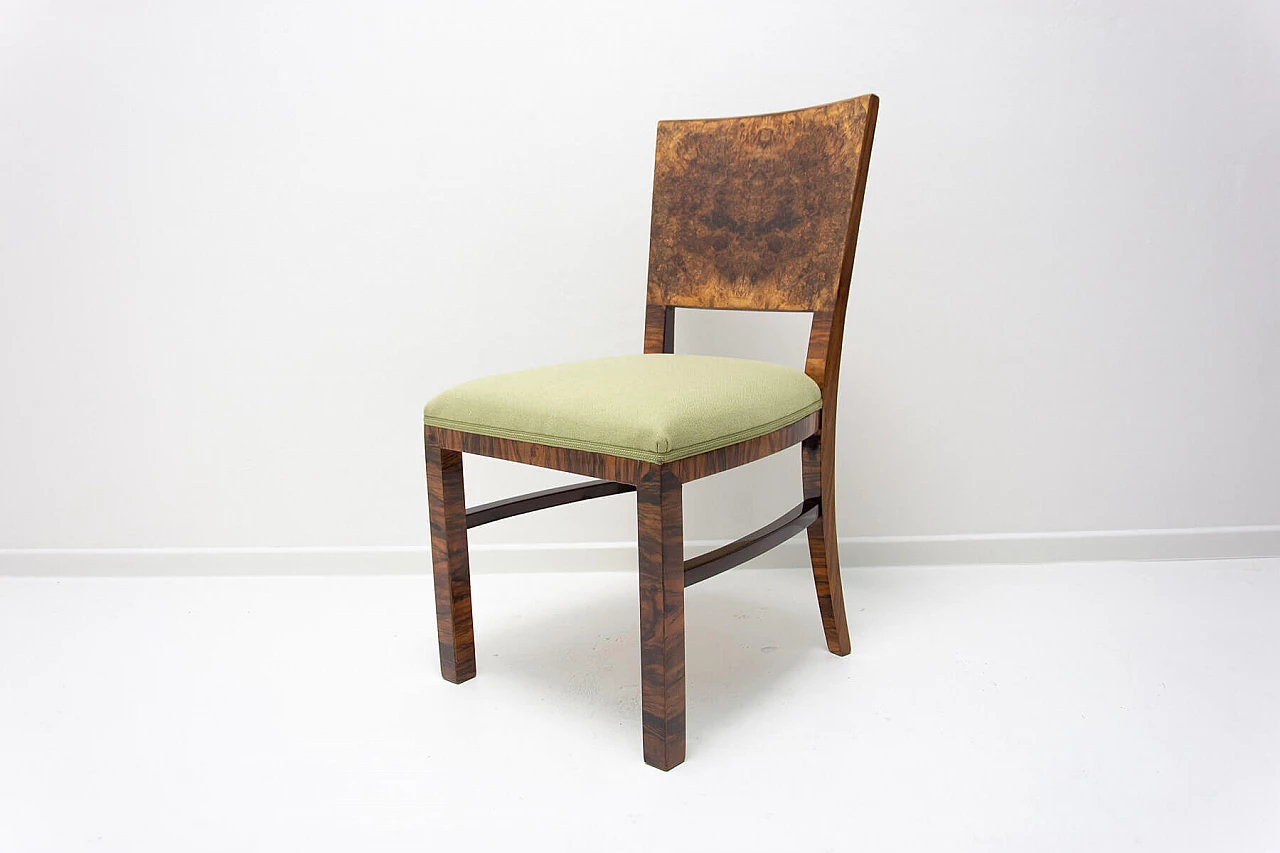 4 Art Deco walnut dining chairs, 1930s 14