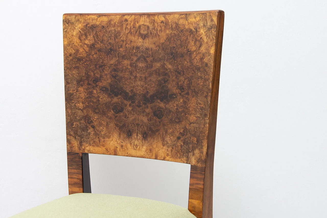 4 Art Deco walnut dining chairs, 1930s 17