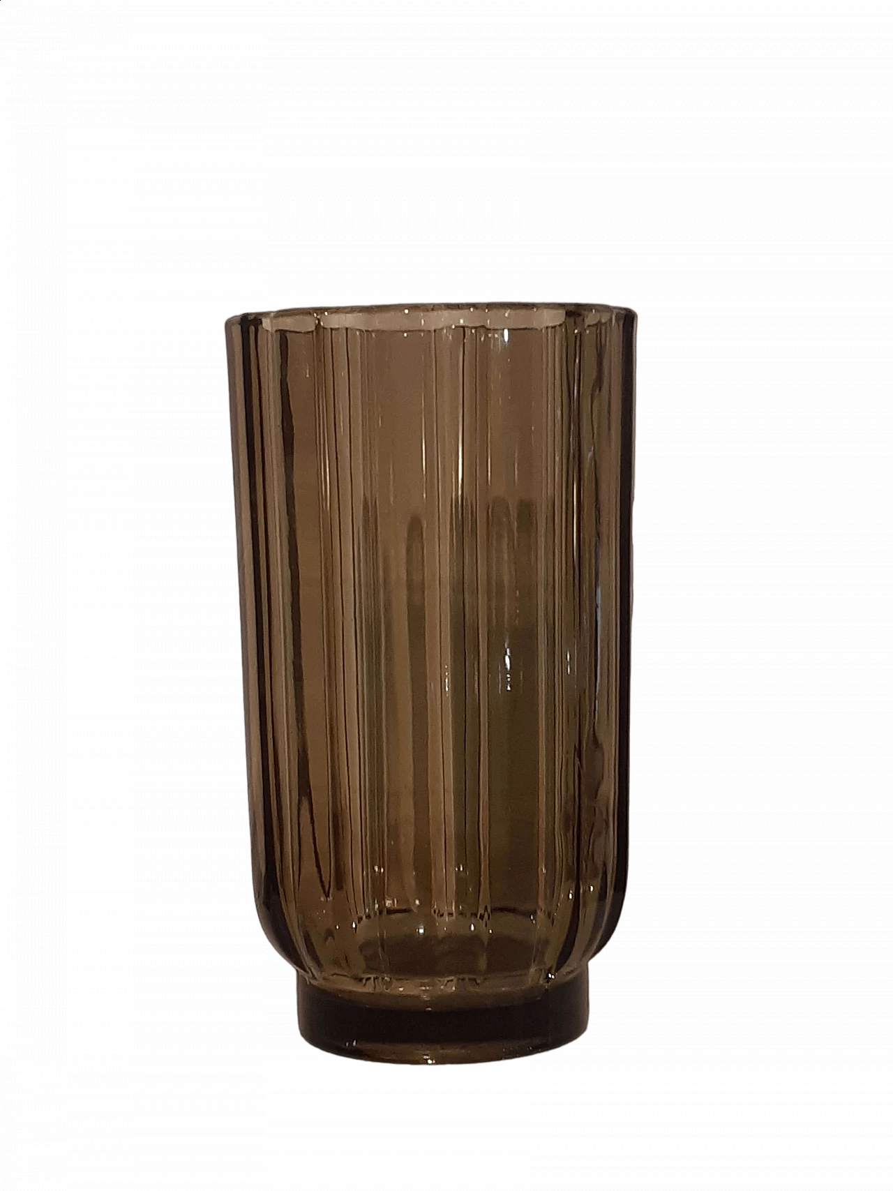 Olive green ribbed glass vase, 1970s 5
