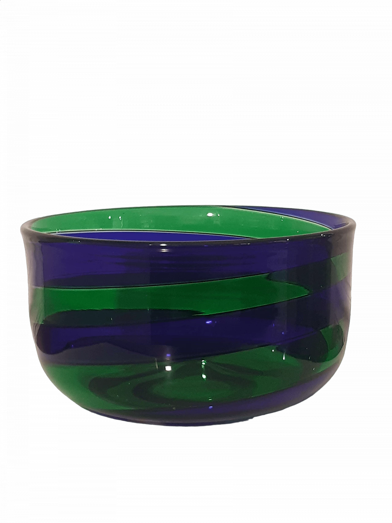 Blue and green banded Murano glass bowl by Fulvio Bianconi, 1993 6