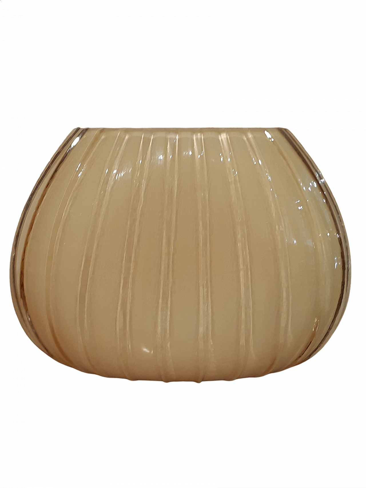 Oval vase in yellow incamiciato blown glass, 2000s 6