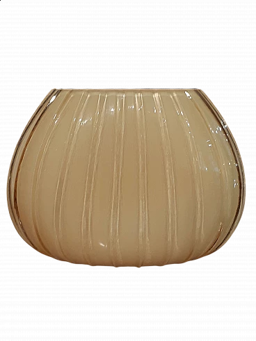 Oval vase in yellow incamiciato blown glass, 2000s