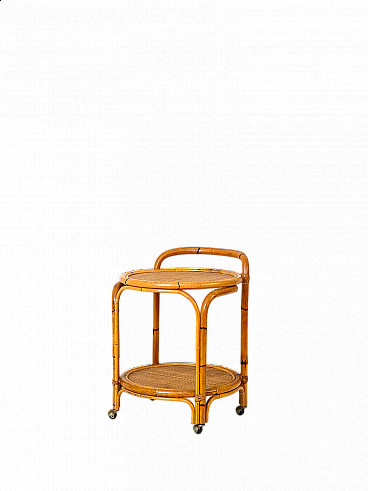 French Riviera bamboo and rattan trolley, 1960s