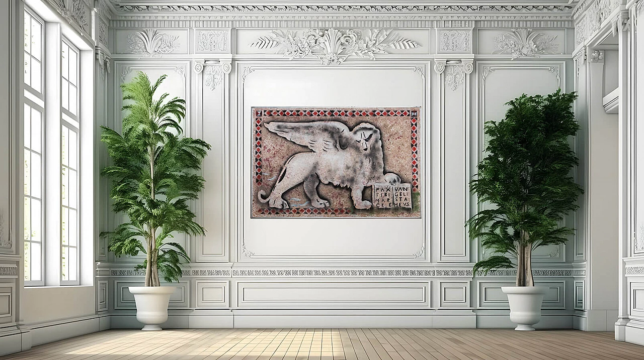 Gio Magri, Lions of Venice, pair of paintings on canvas, 1970s 3