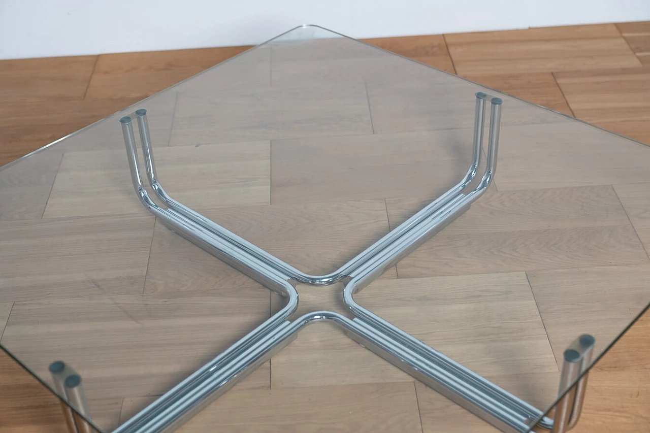 Coffee table in chrome-plated steel and crystal by Gianfranco Frattini for Cassina, 1960s 5