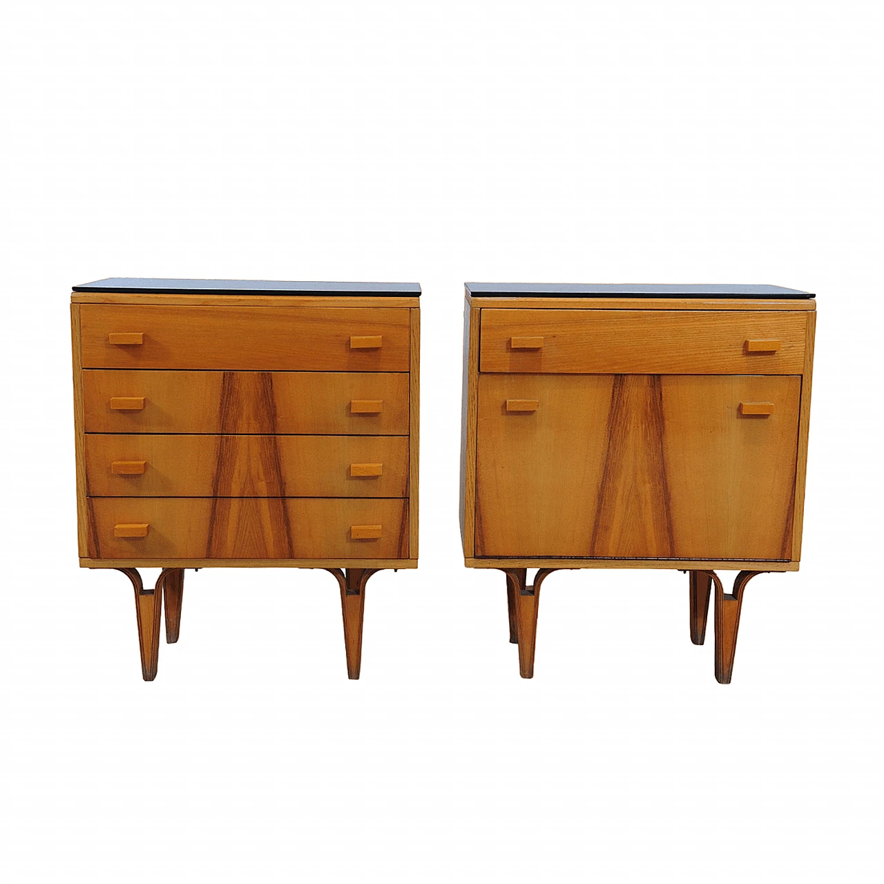 Pair of wooden bedside tables by Frantisek Mezulanik for Nový Domov, 1970s 1