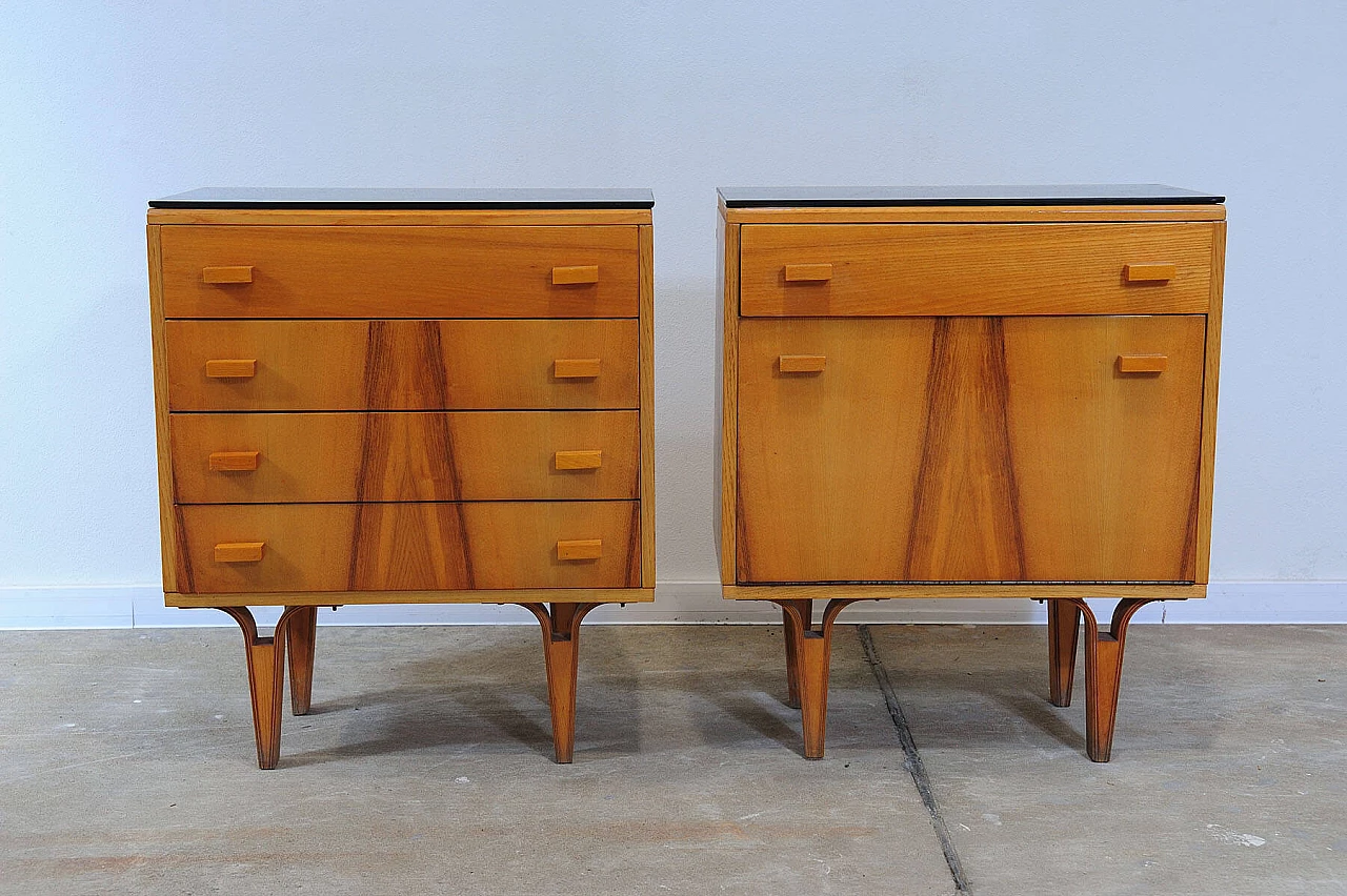 Pair of wooden bedside tables by Frantisek Mezulanik for Nový Domov, 1970s 3