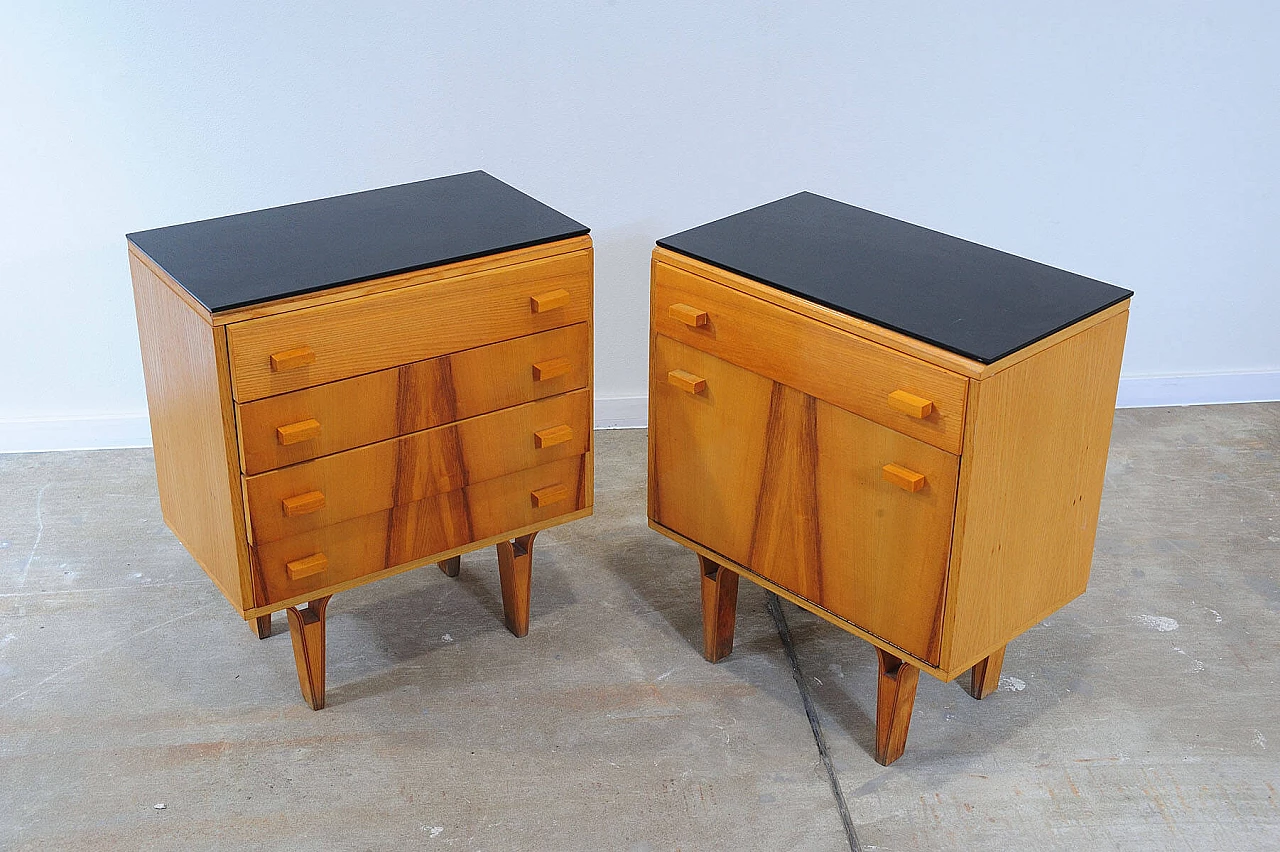 Pair of wooden bedside tables by Frantisek Mezulanik for Nový Domov, 1970s 4