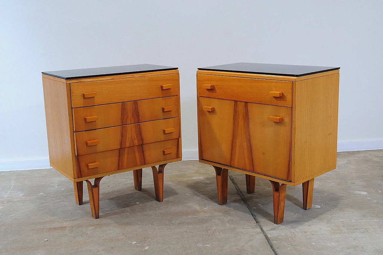 Pair of wooden bedside tables by Frantisek Mezulanik for Nový Domov, 1970s 5