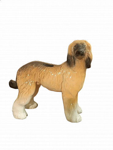 Statuina di cane Levriero Afgano a pelo lungo in porcellana Cooper Craft, anni '40