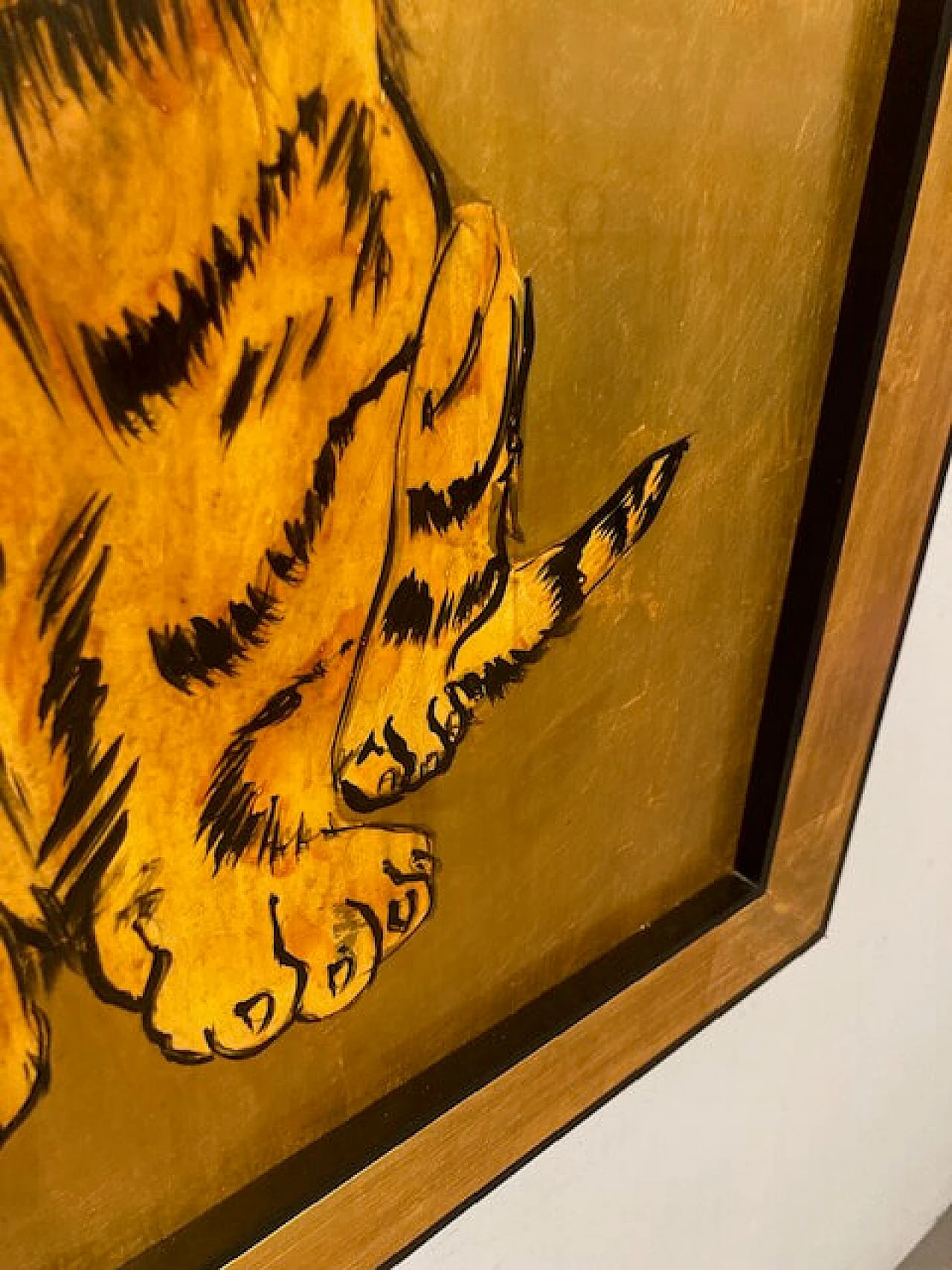 Gold background painting of a tiger, early 20th century 7
