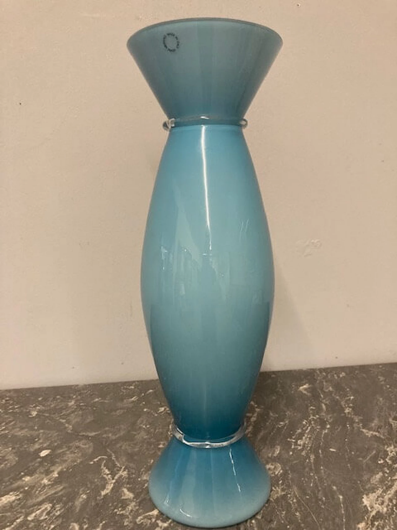 Turquoise Murano glass Acco vase by Venini, 1990s 1